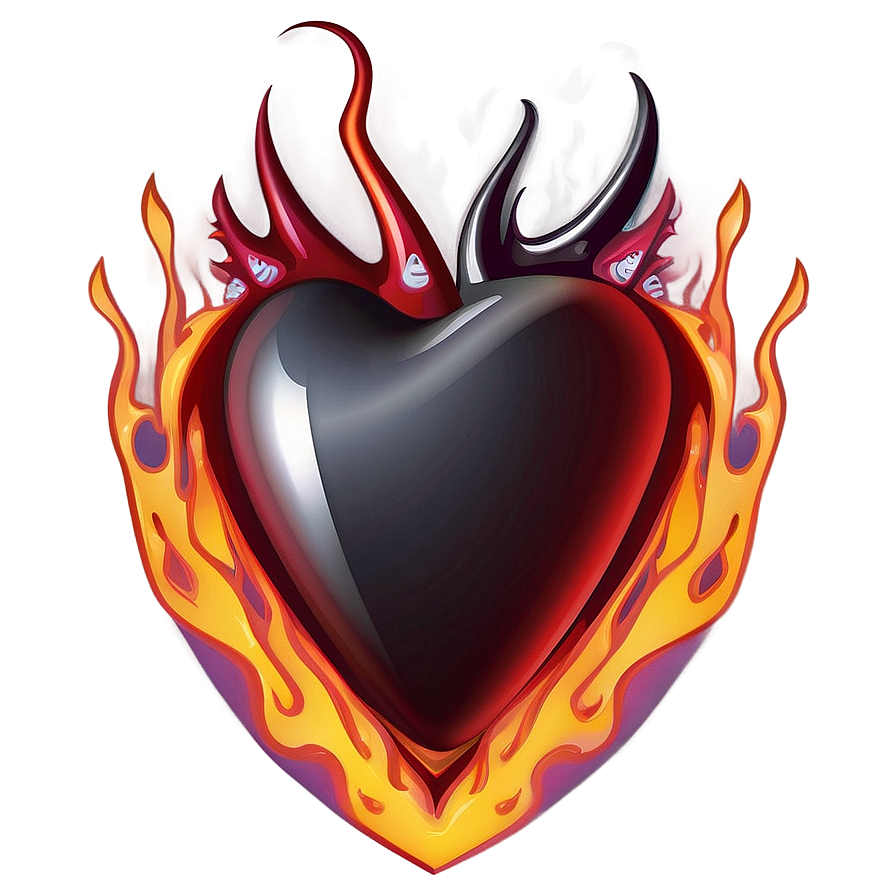 Heart Vector With Flames Png 06132024