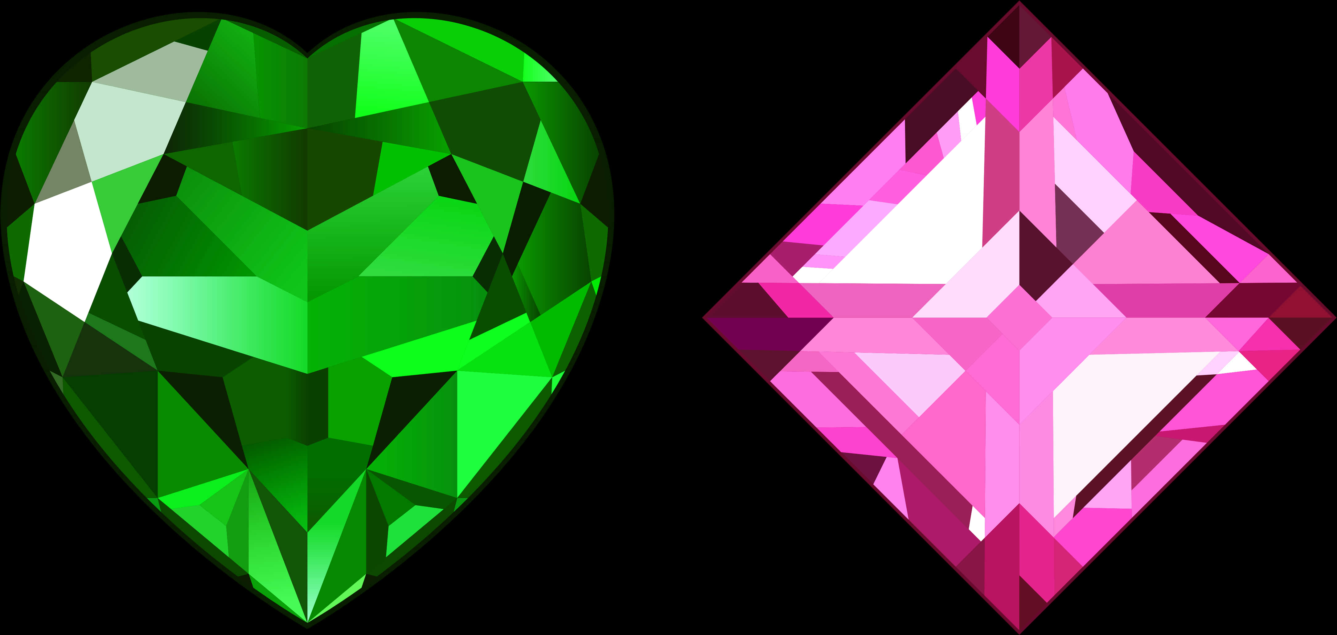 Heartand Diamond Shaped Gems