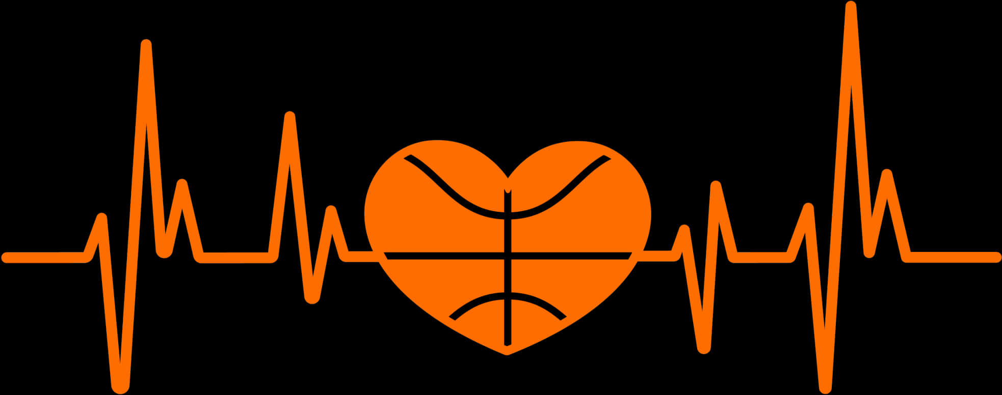 Heartbeat Electrocardiogramwith Basketball PNG with transparent background