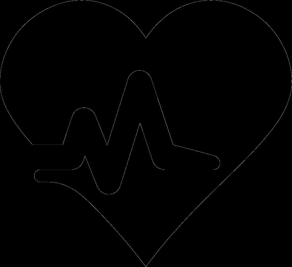 Heartbeat In Heart Outline PNG with transparent background