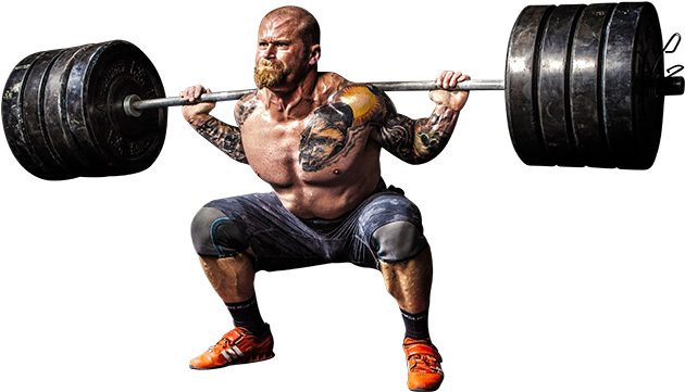 Heavy Barbell Squat Tattooed Athlete.png PNG with transparent background