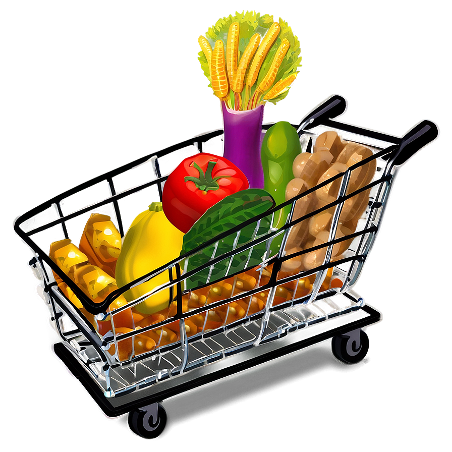 Heavy Loaded Grocery Cart Png Iax17