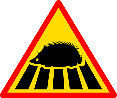 Hedgehog Triangle Warning Sign PNG with transparent background
