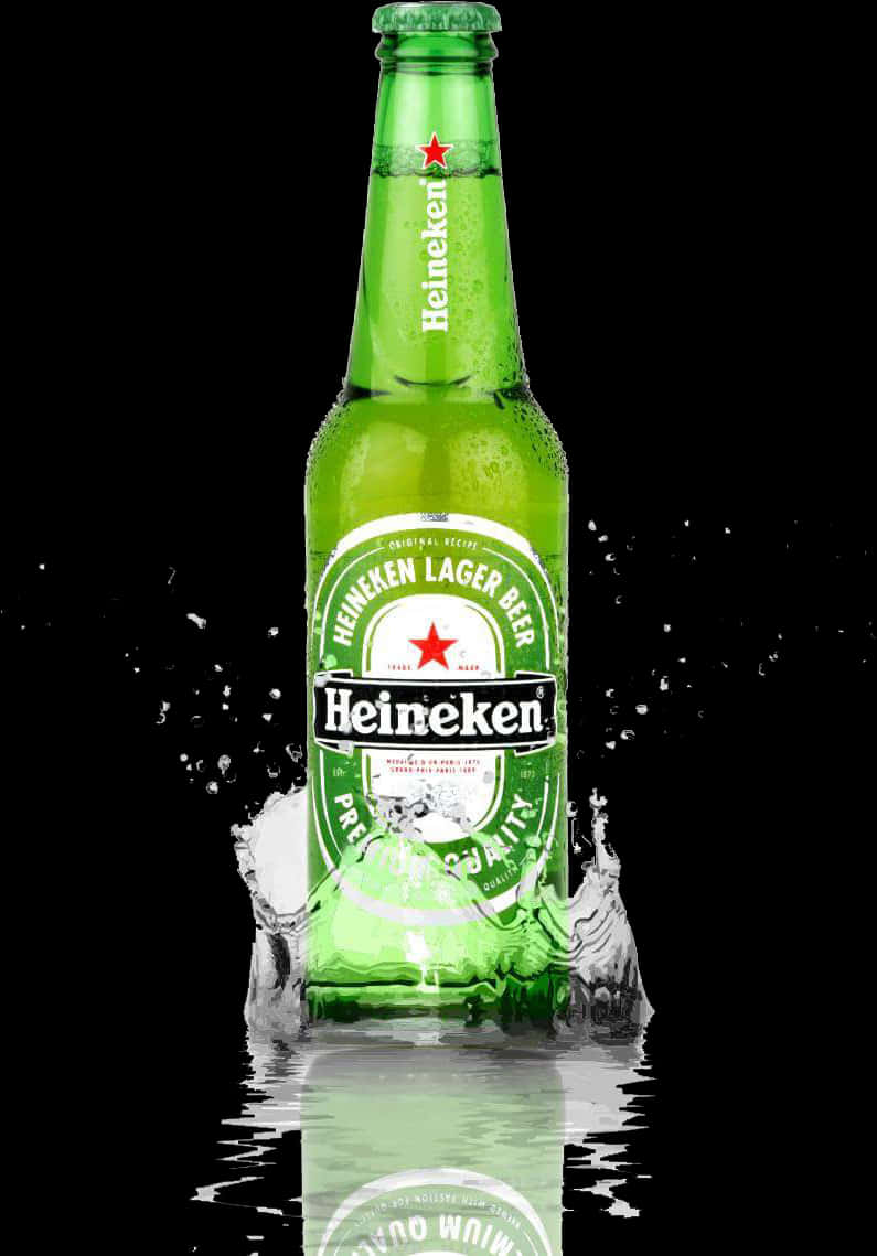 Heineken Bottle Splash PNG with transparent background