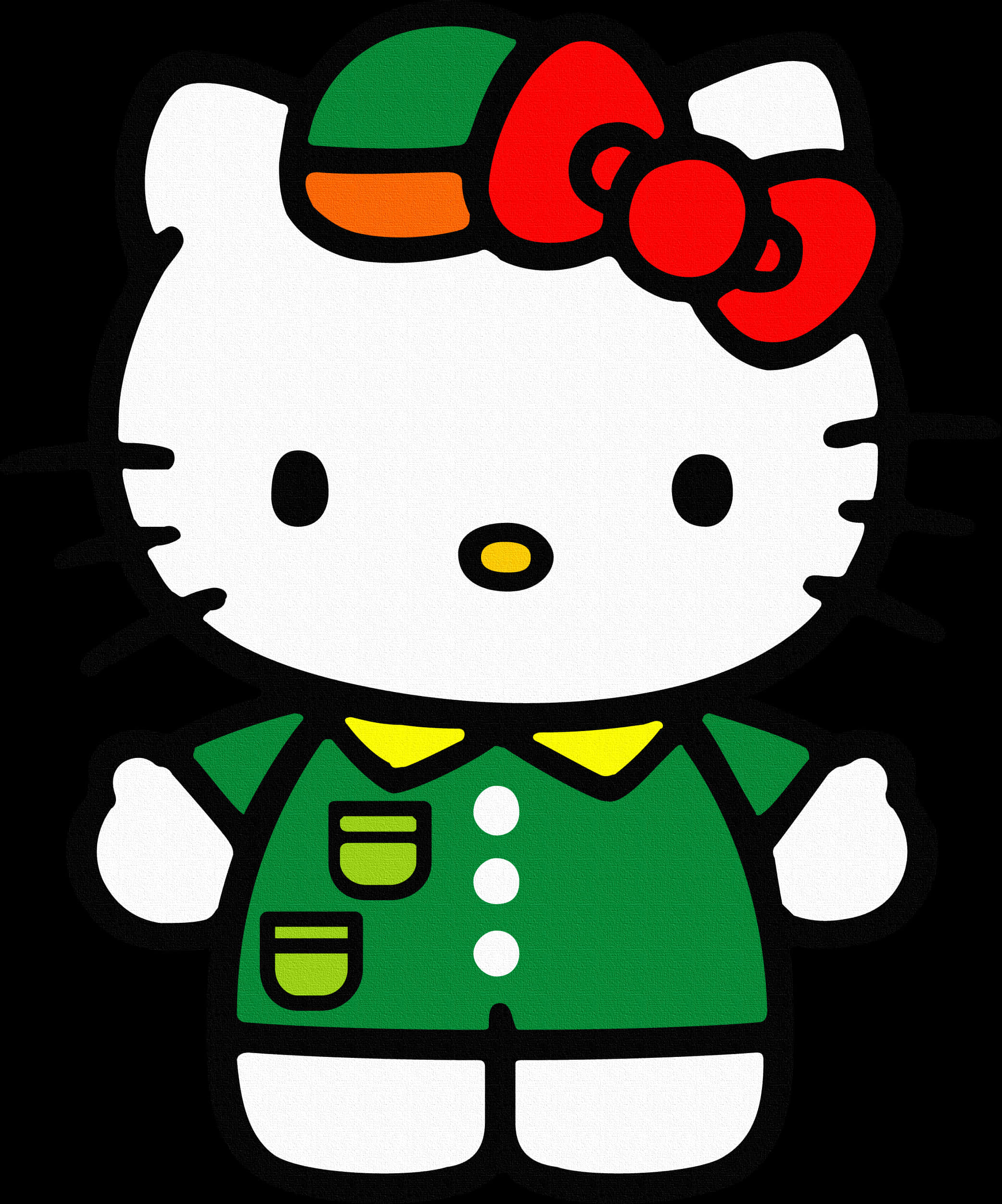 Hello Kitty Green Outfit PNG with transparent background