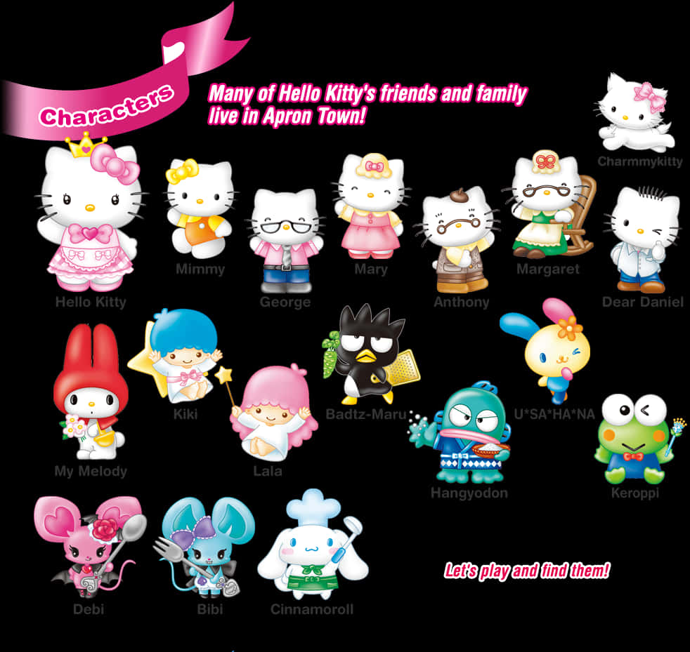 Characters Many Of Hello Kitty's Friends And Family - Character Hello Kitty Friends, HD Png Download PNG with transparent background