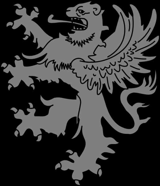 Heraldic_ Black_ Lion_ Rampant PNG with transparent background