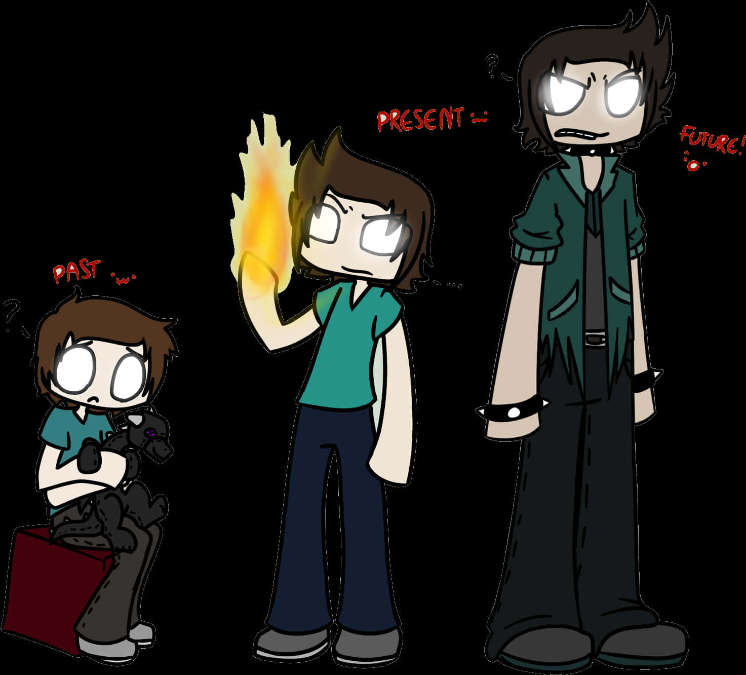 Herobrine_ Evolution_ Illustration PNG image with a transparent background, free high-resolution download