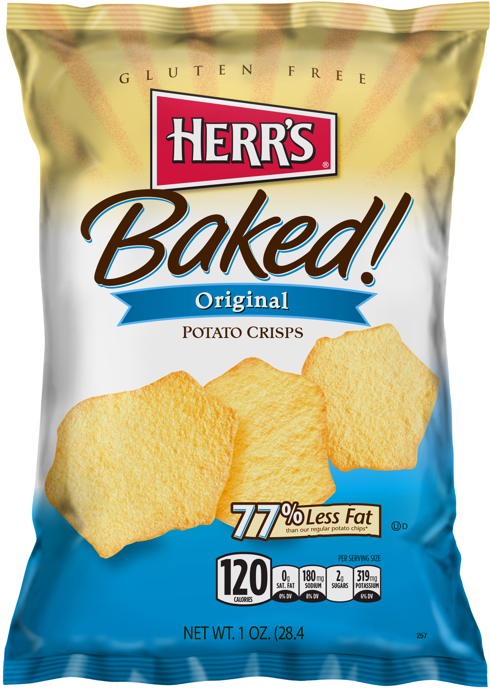 Herrs Baked Original Potato Crisps Gluten Free PNG with transparent background