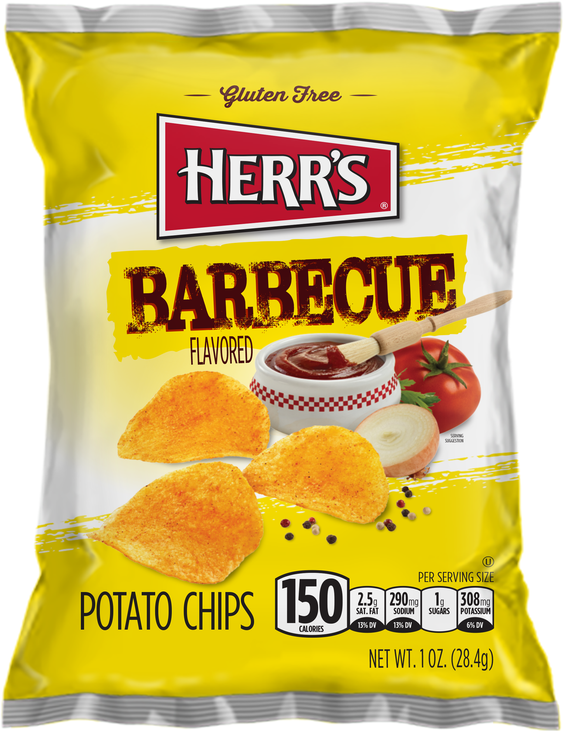 Herrs Barbecue Flavored Potato Chips Package PNG image with a transparent background, free high-resolution download