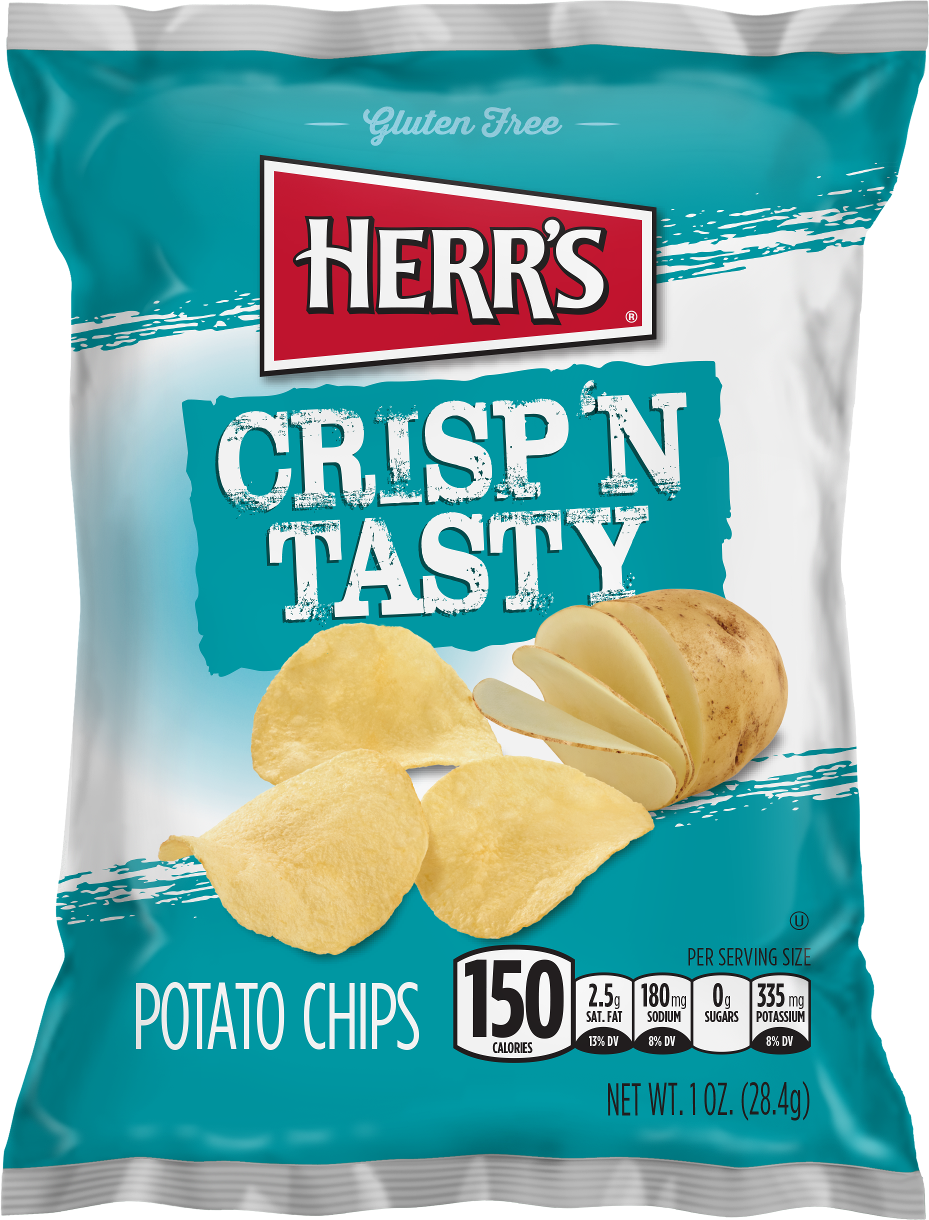 Herrs Crispand Tasty Potato Chips Bag PNG with transparent background