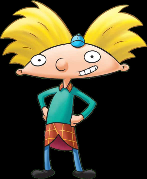 Hey Arnold Cartoon Character PNG with transparent background