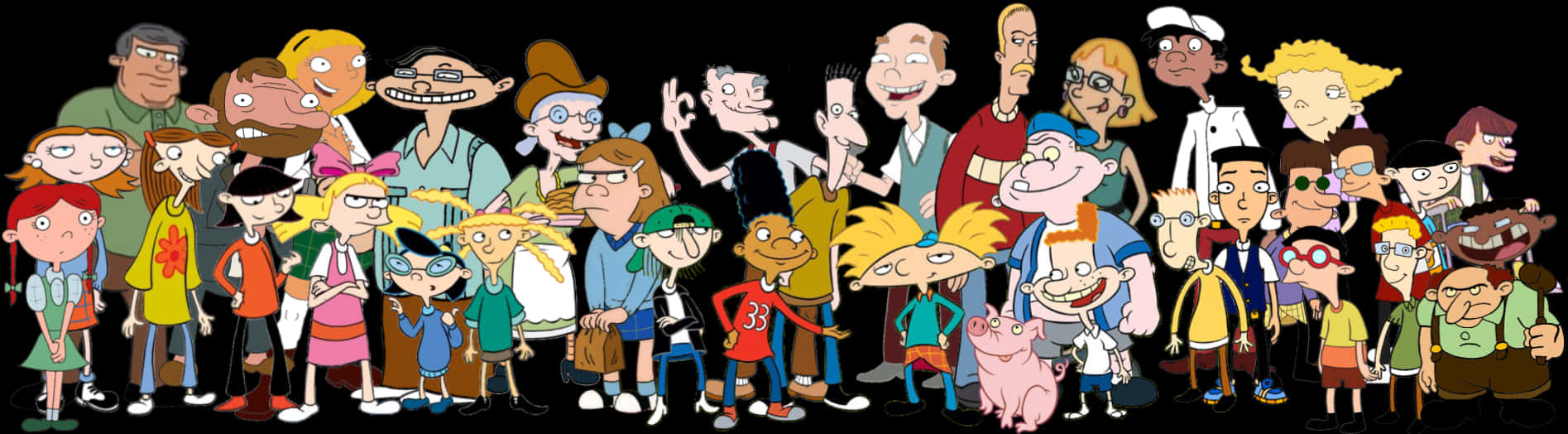 Hey Arnold Characters Lineup PNG with transparent background