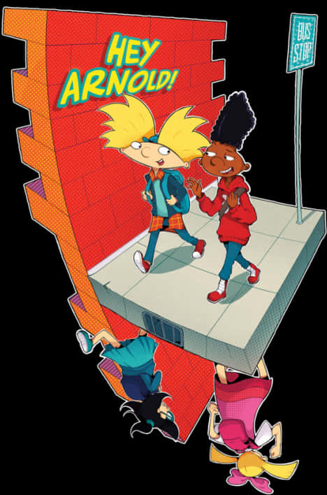 Hey Arnold Characters Walking PNG with transparent background