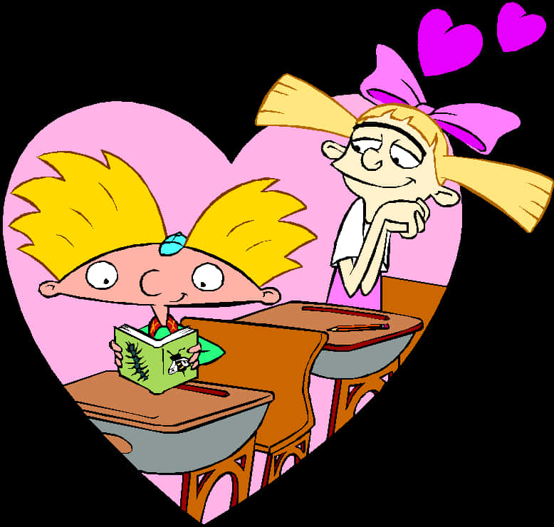 Hey Arnold Helga Admiring Arnold PNG with transparent background