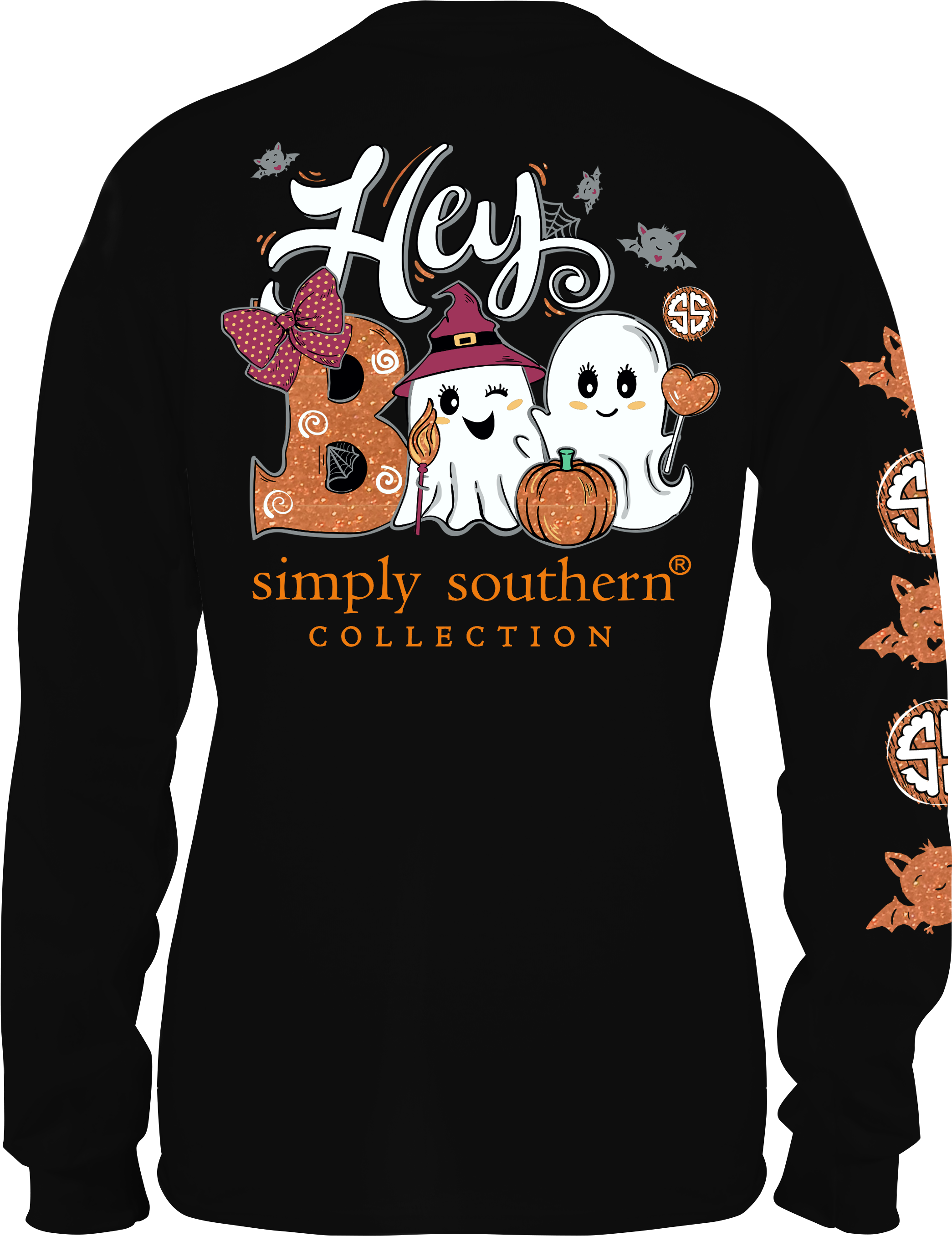 Hey Boo Simply Southern Halloween Shirt PNG with transparent background