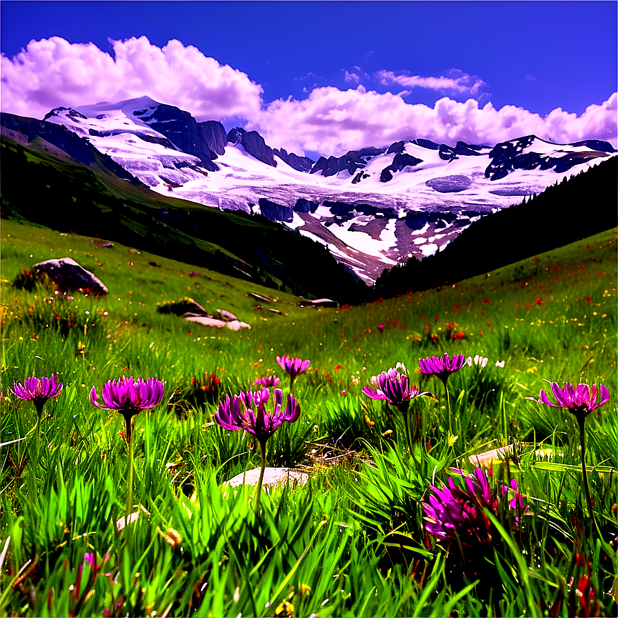 High Alpine Meadow Landscape Png Fhj