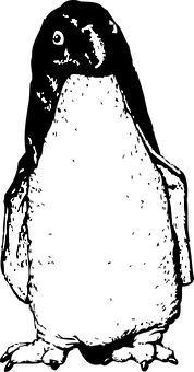 High Contrast Penguin Silhouette PNG with transparent background