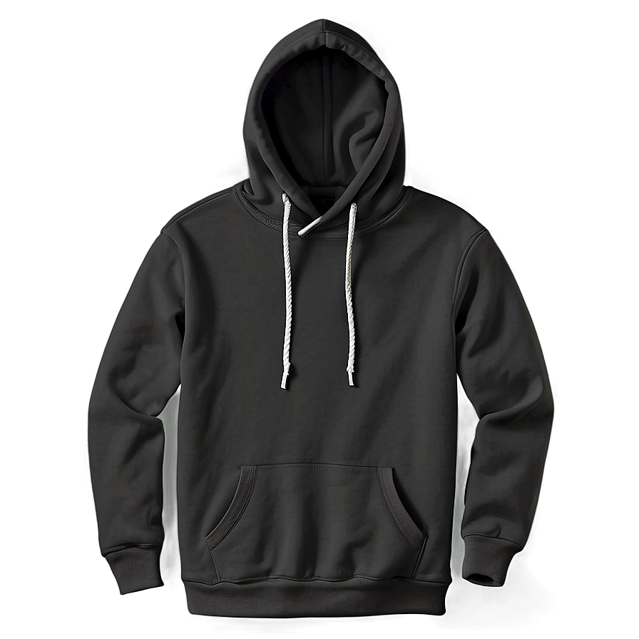 High Neck Black Hoodie Png Uul