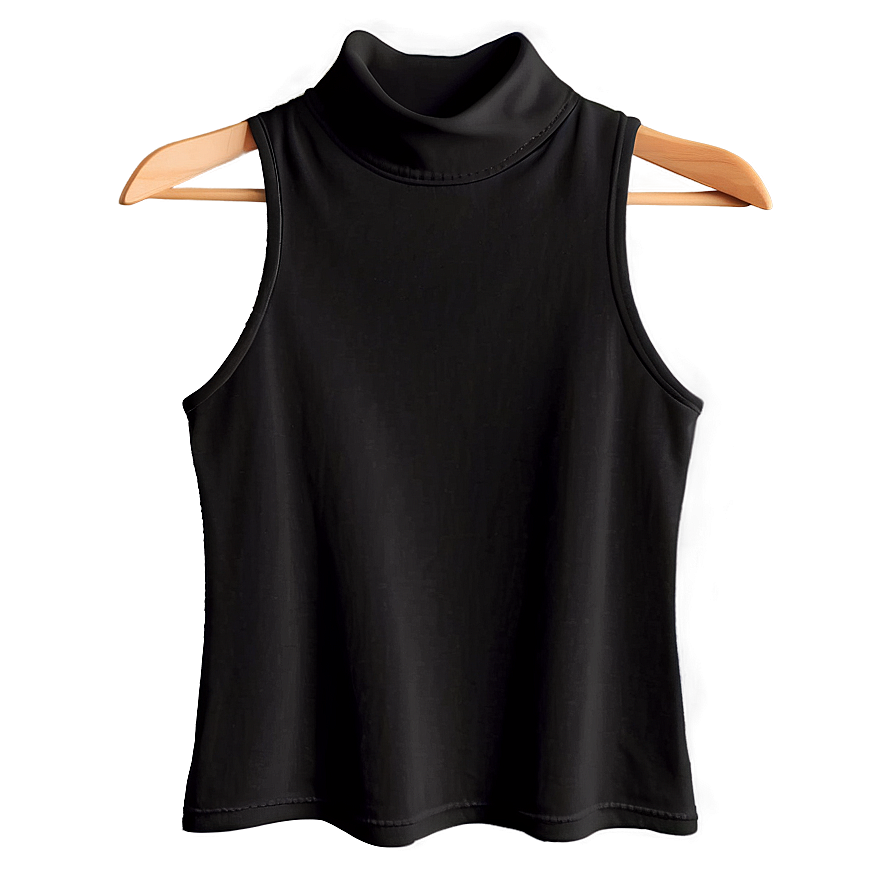 High-neck Black Tank Top Png Sga3