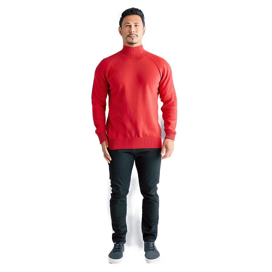 High Neck Red Sweater Png 06292024