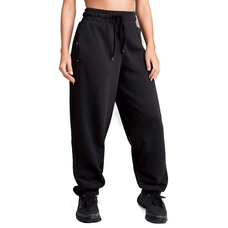 High Waist Black Sweatpants Png Qwi12