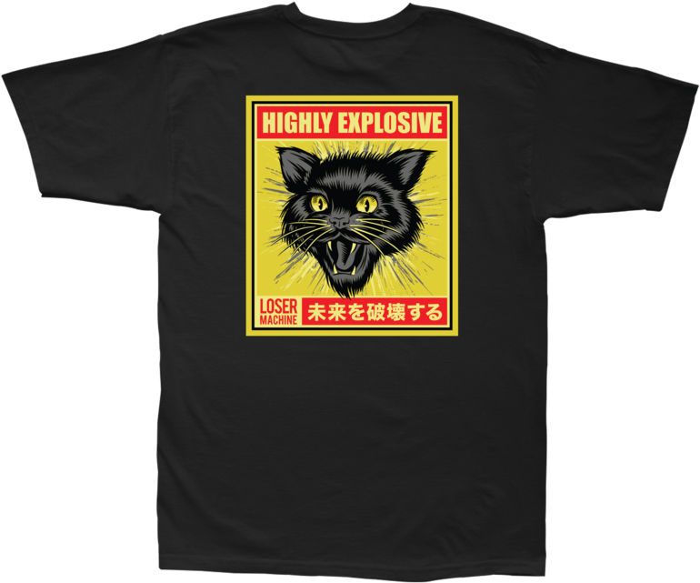 Highly Explosive Black Cat Tshirt Design