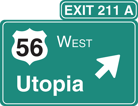 Highway Exit Sign Utopia56 West PNG with transparent background