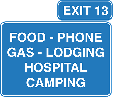 Highway Exit Signwith Phone Indication PNG with transparent background