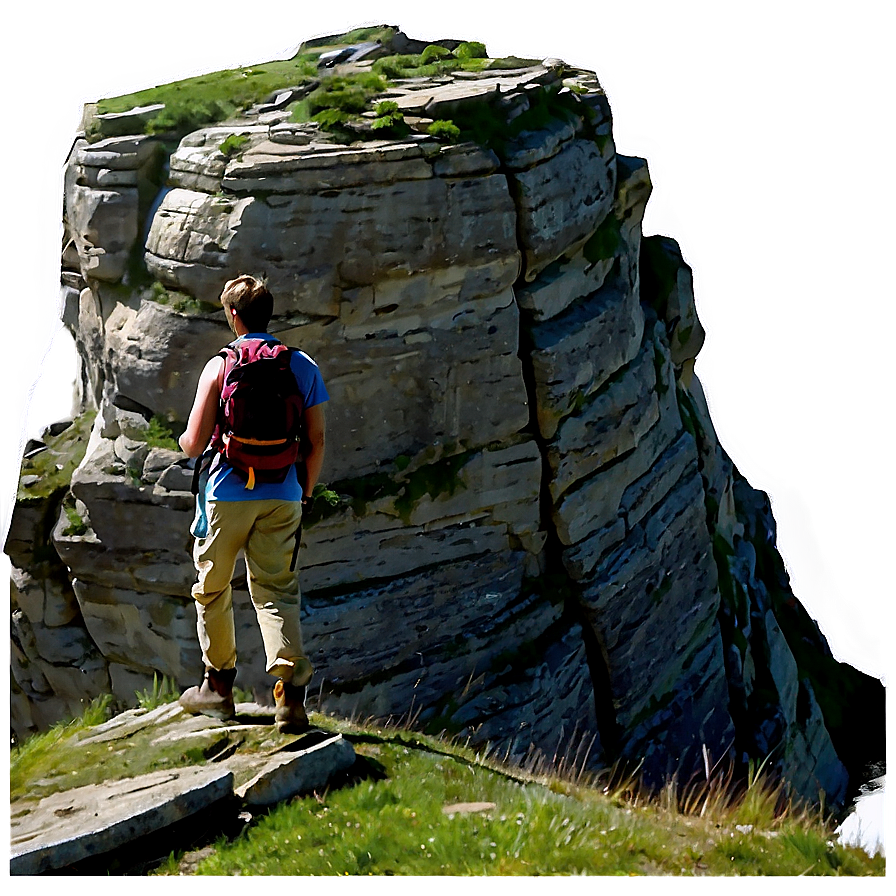 Hiker On Cliff Png Qpw