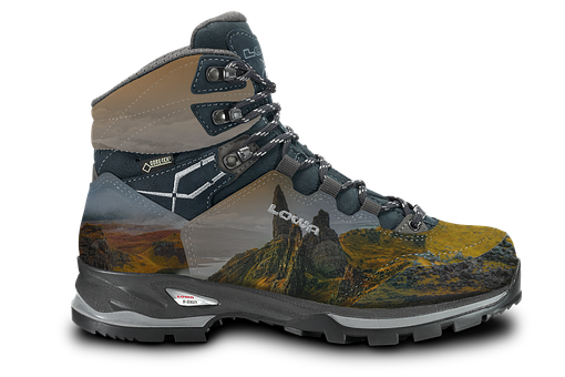 Hiking Bootwith Mountain Print PNG with transparent background