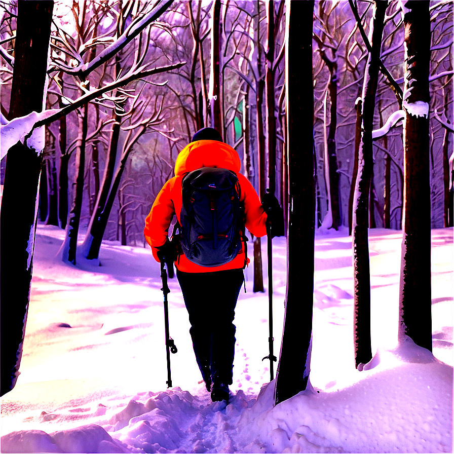 Hiking in Winter Snow PNG pja60 PNG with transparent background