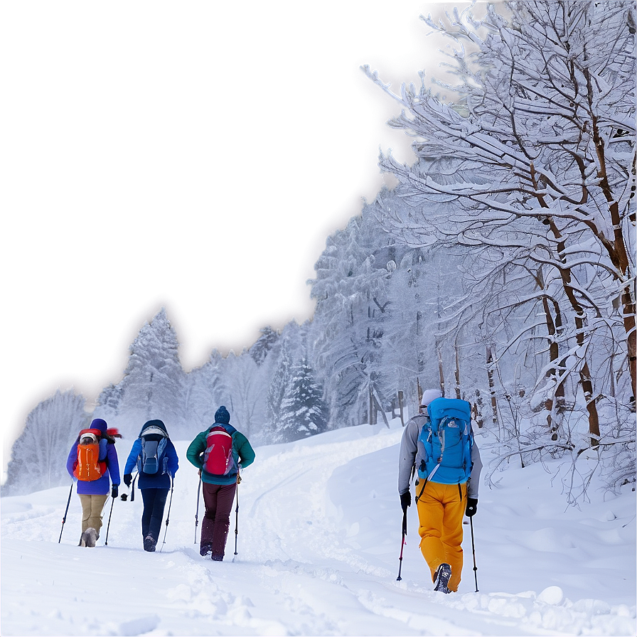 Hiking In Winter Snow Png Qgv