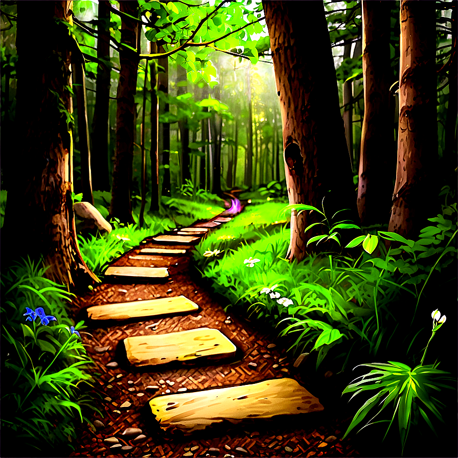 Hiking Path Through Woods PNG dou PNG with transparent background