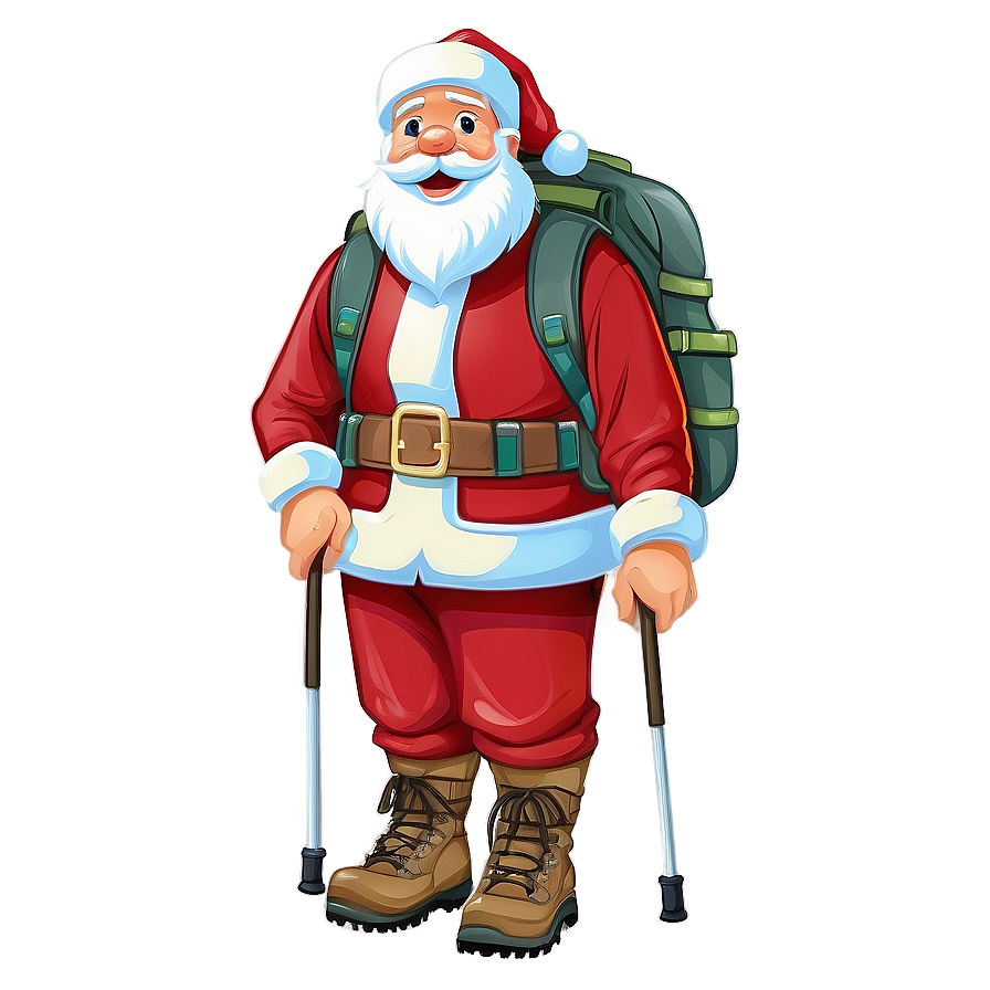 Hiking Santa Cartoon Png 06282024