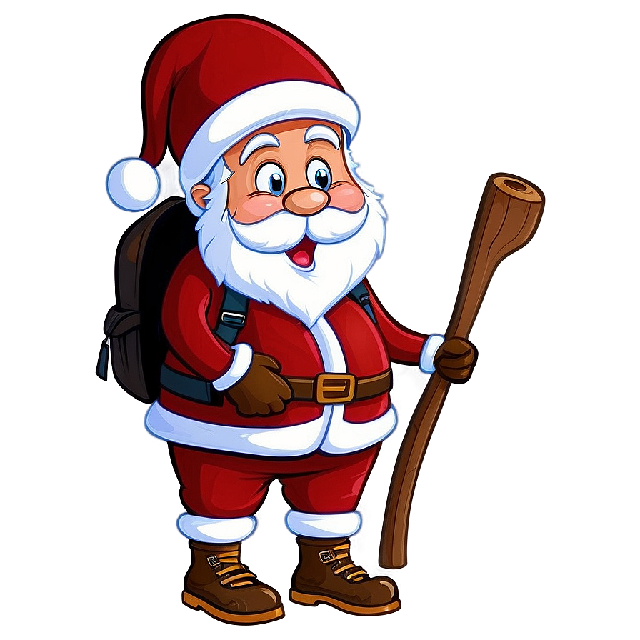 Hiking Santa Cartoon Png 10