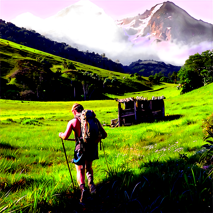 Hiking Through Meadows PNG 06202024 PNG with transparent background