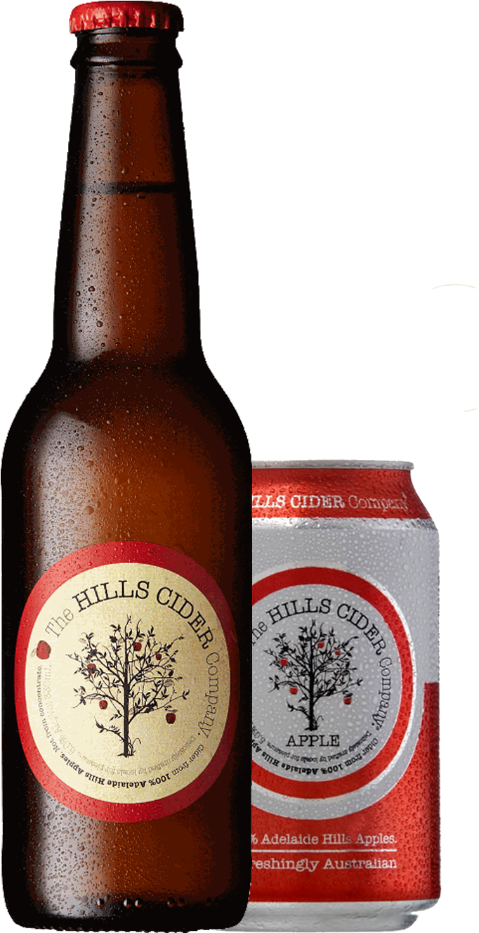 Hills Cider Bottleand Can PNG with transparent background