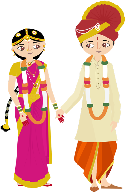 Hindu Brideand Groom Cartoon