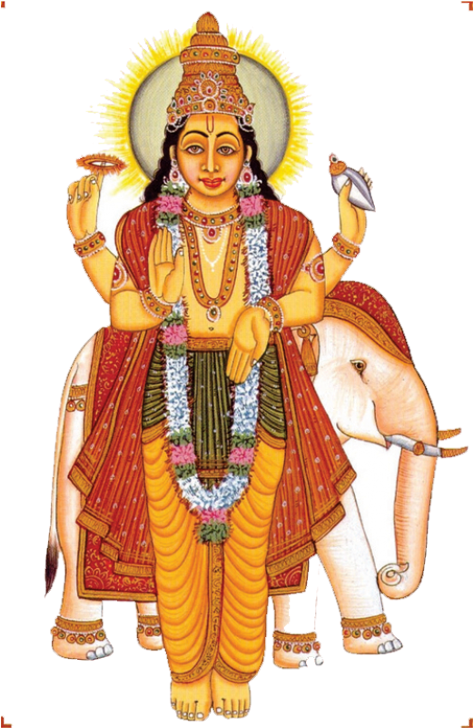 Hindu_ Deity_ Brihaspati_on_ Elephant PNG with transparent background