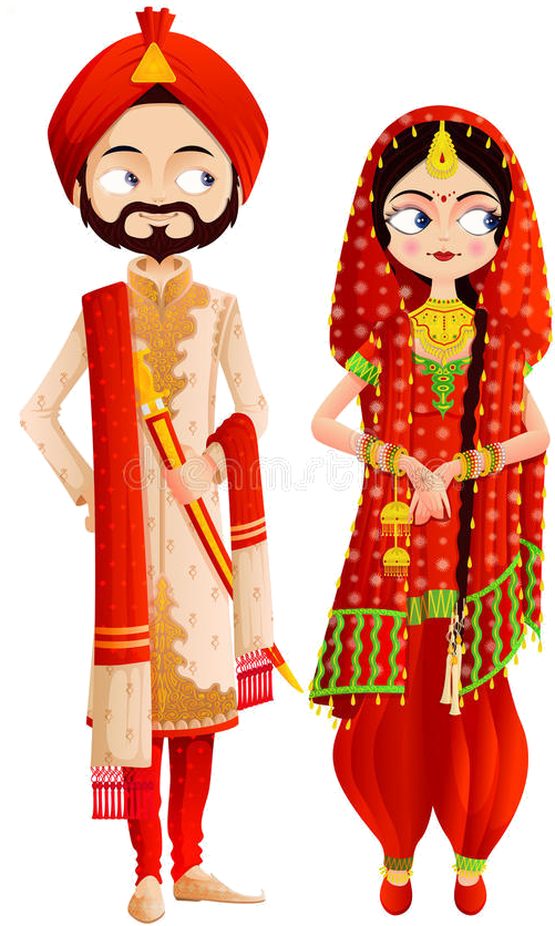 Hindu Wedding Couple Cartoon