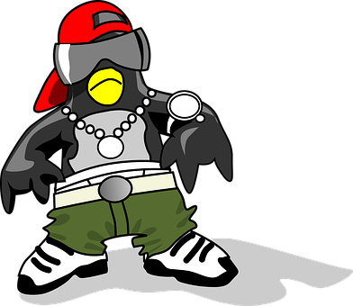 Hip Hop Penguin Cartoon PNG with transparent background
