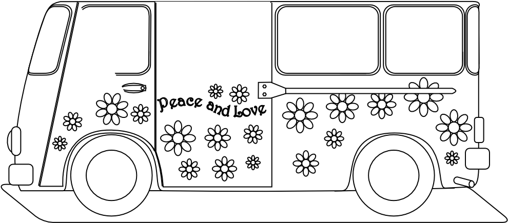 Hippie Van Clipart Black, HD Png Download PNG with transparent background