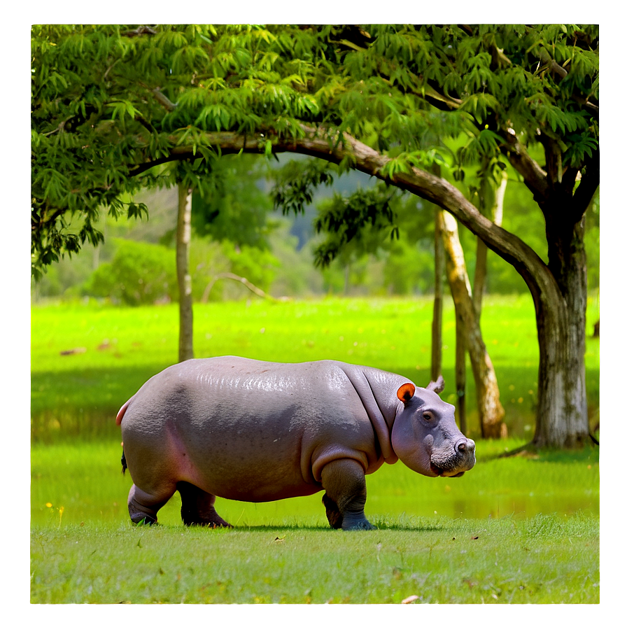 Hippo In Nature Png 05242024