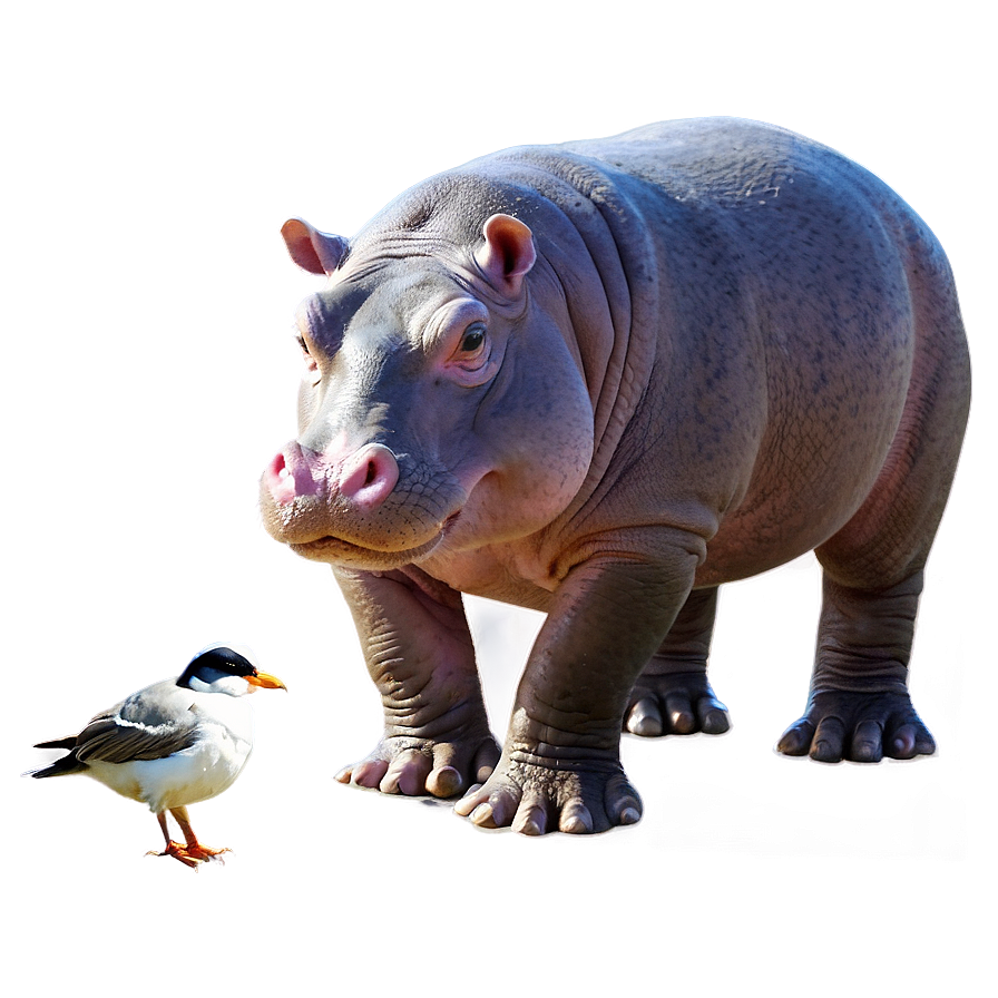 Hippo With Birds Png 7