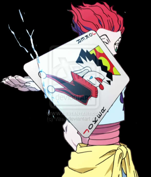 Hisoka Holding Card Illustration PNG with transparent background