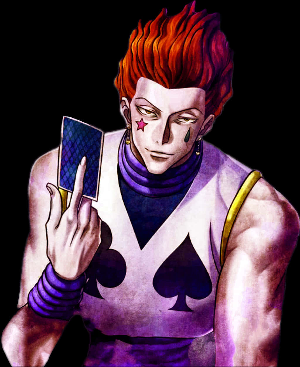 Hisoka Holding Playing Card PNG with transparent background