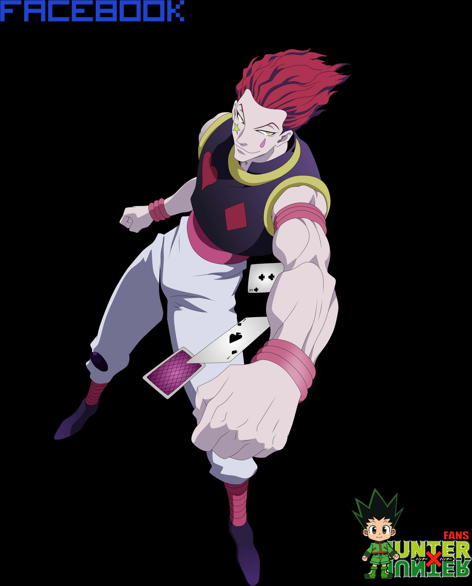 Hisoka Magicianwith Cards PNG with transparent background