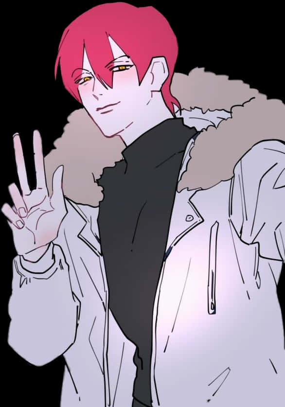 Hisoka Makinga Peace Sign PNG with transparent background