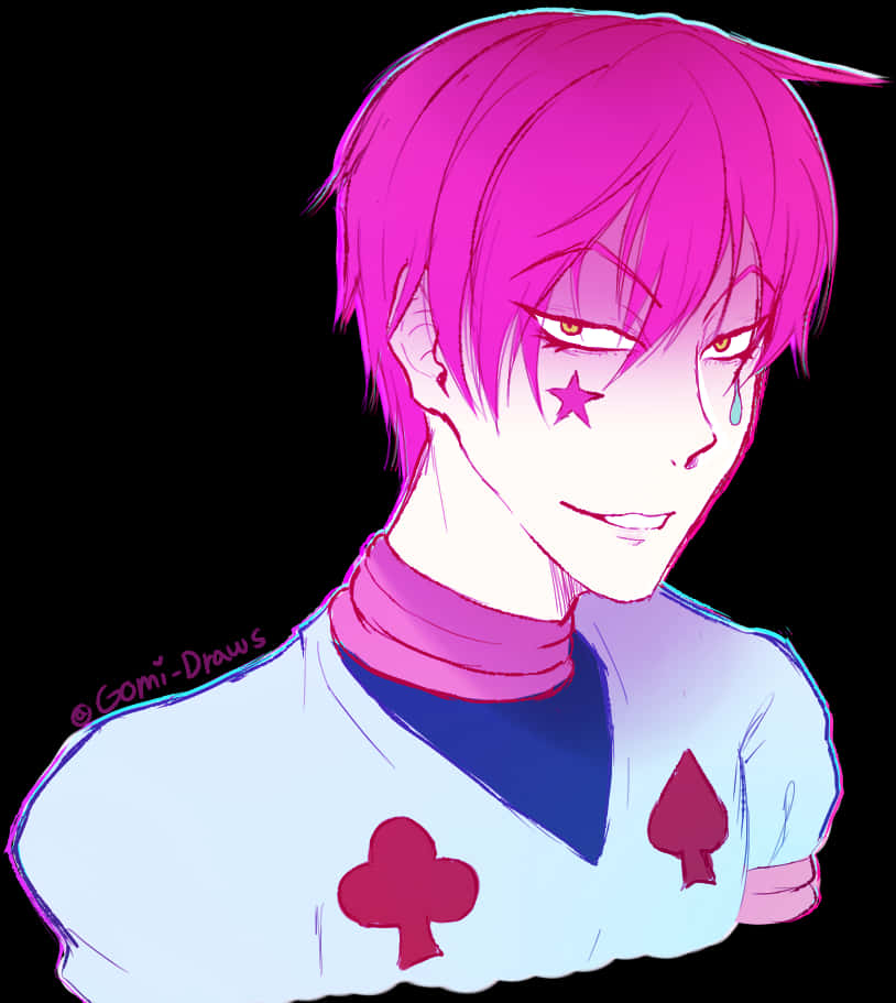 Hisoka Morow Neon Portrait PNG with transparent background